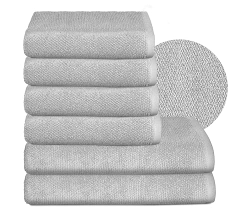 BEAUTEX Handtuch-Set Premium Frottier Sets Made in Europe, 100% Baumwolle 550g/m², Oeko-TEX Zertifiziert (Set: 4 Hand-, 2 Badetücher in Hellgrau) von BEAUTEX