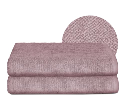 BEAUTEX Handtuch-Set Premium Frottier Sets Made in Europe, 100% Baumwolle 550g/m², Oeko-TEX Zertifiziert (Set: 2 Badetücher - 70x140 cm in Altrosa) von BEAUTEX