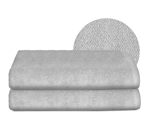 BEAUTEX Handtuch-Set Premium Frottier Sets Made in Europe, 100% Baumwolle 550g/m², Oeko-TEX Zertifiziert (Set: 2 Badetücher - 70x140 cm in Hellgrau) von BEAUTEX