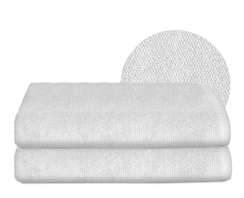 BEAUTEX Handtuch-Set Premium Frottier Sets Made in Europe, 100% Baumwolle 550g/m², Oeko-TEX Zertifiziert (Set: 2 Badetücher - 70x140 cm in Weiß) von BEAUTEX