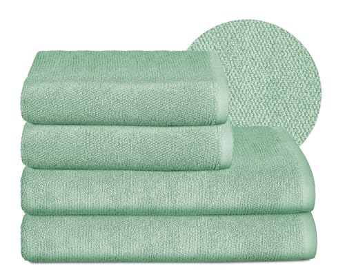 BEAUTEX Handtuch-Set Premium Frottier Sets Made in Europe, 100% Baumwolle 550g/m², Oeko-TEX Zertifiziert (Set: 2 Hand-, 2 Badetücher in Mintgrün) von BEAUTEX