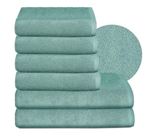 BEAUTEX Handtuch-Set Premium Frottier Sets Made in Europe, 100% Baumwolle 550g/m², Oeko-TEX Zertifiziert (Set: 4 Hand-, 2 Badetücher in Ozeanblau) von BEAUTEX