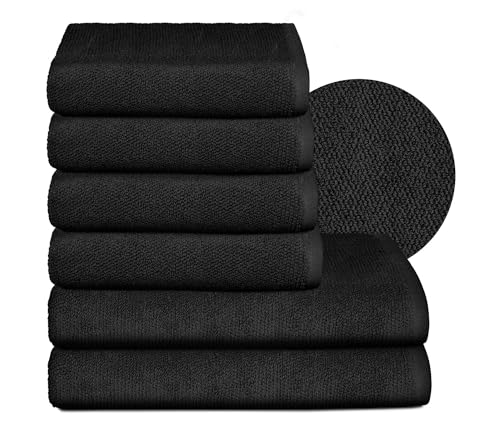 BEAUTEX Handtuch-Set Premium Frottier Sets Made in Europe, 100% Baumwolle 550g/m², Oeko-TEX Zertifiziert (Set: 4 Hand-, 2 Badetücher in Schwarz) von BEAUTEX