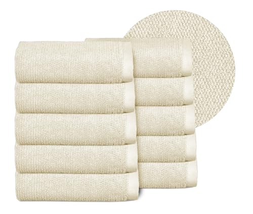 BEAUTEX Handtuch-Set Premium Frottier Sets Made in Europe, 100% Baumwolle 550g/m², Oeko-TEX Zertifiziert (Set: 10 Gästetücher - 30x50 cm in Creme) von BEAUTEX