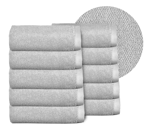 BEAUTEX Handtuch-Set Premium Frottier Sets Made in Europe, 100% Baumwolle 550g/m², Oeko-TEX Zertifiziert (Set: 10 Gästetücher - 30x50 cm in Hellgrau) von BEAUTEX
