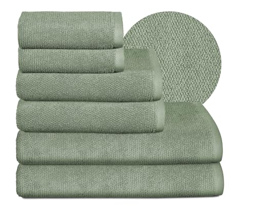 BEAUTEX Handtuch-Set Premium Frottier Sets Made in Europe, 100% Baumwolle 550g/m², Oeko-TEX Zertifiziert (Set: 2 Gäste-, 2 Hand-, 2 Badetücher in Eisberg-grün) von BEAUTEX