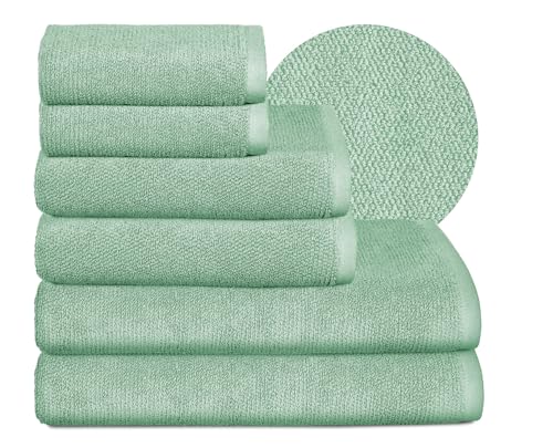 BEAUTEX Handtuch-Set Premium Frottier Sets Made in Europe, 100% Baumwolle 550g/m², Oeko-TEX Zertifiziert (Set: 2 Gäste-, 2 Hand-, 2 Badetücher in Mintgrün) von BEAUTEX