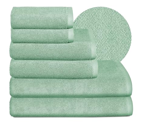 BEAUTEX Handtuch-Set Premium Frottier Sets Made in Europe, 100% Baumwolle 550g/m², Oeko-TEX Zertifiziert (Set: 2 Gäste-, 2 Hand-, 2 Badetücher in Mintgrün) von BEAUTEX