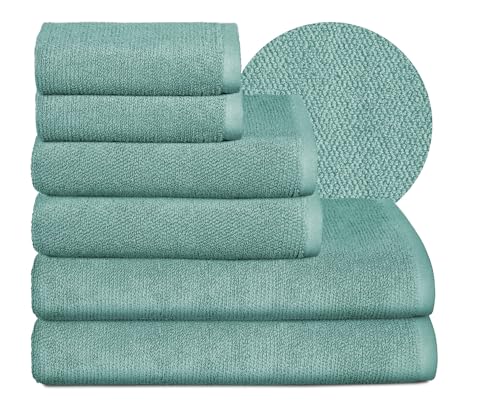 BEAUTEX Handtuch-Set Premium Frottier Sets Made in Europe, 100% Baumwolle 550g/m², Oeko-TEX Zertifiziert (Set: 2 Gäste-, 2 Hand-, 2 Badetücher in Ozeanblau) von BEAUTEX