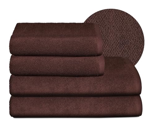 BEAUTEX Handtuch-Set Premium Frottier Sets Made in Europe, 100% Baumwolle 550g/m², Oeko-TEX Zertifiziert (Set: 2 Hand-, 2 Badetücher in Dunkelbraun) von BEAUTEX