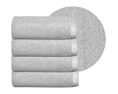 BEAUTEX Handtuch-Set Premium Frottier Sets Made in Europe, 100% Baumwolle 550g/m², Oeko-TEX Zertifiziert (Set: 4 Gästetücher - 30x50 cm in Hellgrau) von BEAUTEX