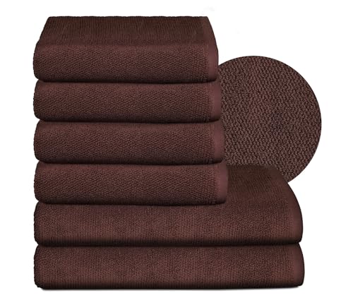 BEAUTEX Handtuch-Set Premium Frottier Sets Made in Europe, 100% Baumwolle 550g/m², Oeko-TEX Zertifiziert (Set: 4 Hand-, 2 Badetücher in Dunkelbraun) von BEAUTEX