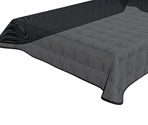 BEAUTEX Kairo Weichschaum karo Tischdecke mit farblich passendem Paspelband, Garten, Balkon, Terrasse, Camping - Rund 140 cm, Schwarz von BEAUTEX