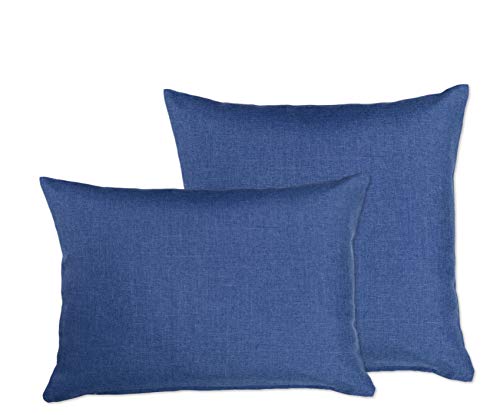 BEAUTEX Kissenhüllen in Leinen Optik, Kissen Kissenbezug Sofakissen mit Reißverschluss, Größe wählbar(2 St. 40x40 cm Dunkelblau) von BEAUTEX