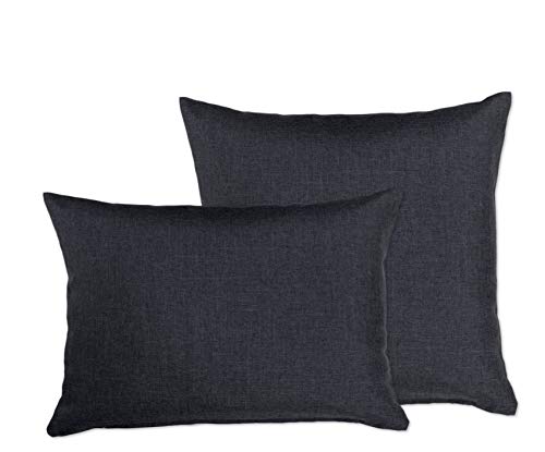 BEAUTEX Kissenhüllen in Leinen Optik, Kissen Kissenbezug Sofakissen mit Reißverschluss, Größe wählbar(2 St. 40x40 cm Dunkelgrau) von BEAUTEX