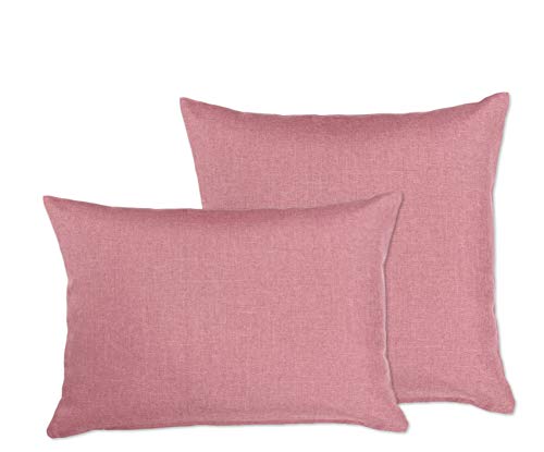 BEAUTEX Kissenhüllen in Leinen Optik, Kissen Kissenbezug Sofakissen mit Reißverschluss, Größe wählbar(2 St. 40x40 cm Rose) von BEAUTEX