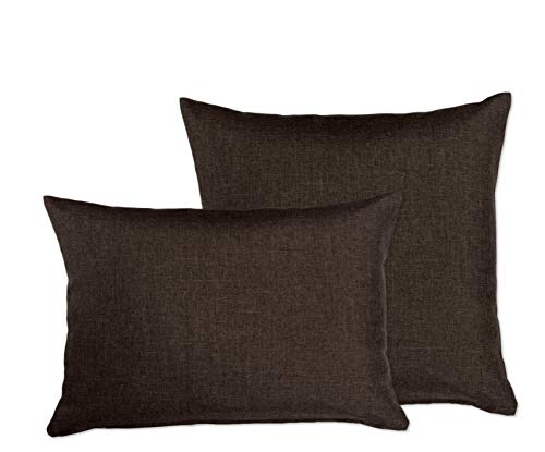 BEAUTEX Kissenhüllen in Leinen Optik, Kissen Kissenbezug Sofakissen mit Reißverschluss, Größe wählbar(2 St. 40x60 cm Dunkelbraun) von BEAUTEX