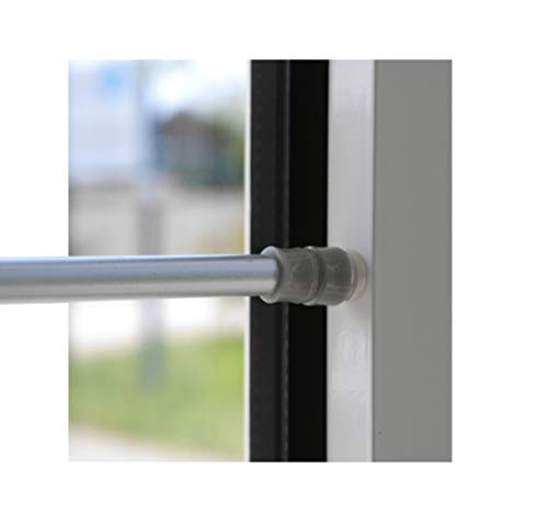 Klemmstange für Fenster Gardine Länge wählbar bis 120 cm, ausdrehbar mit Saugknopf (Silber 60-90 cm) von BEAUTEX