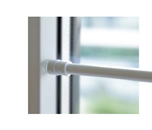 Klemmstange für Fenster Gardine Länge wählbar bis 120 cm, ausdrehbar mit Saugknopf (Weiß 40-60 cm) von BEAUTEX