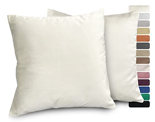 BEAUTEX Lea Samt Kissenhüllen 2er Set, Premium Kissenbezug, Sofa- und Dekokissen, Größe und Farbe wählbar (40x40 cm, Weiß) von BEAUTEX