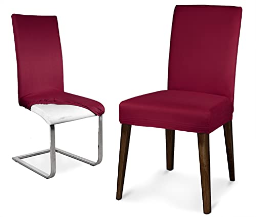 BEAUTEX Mikrofaser Stuhlhusse Sets, Mikrofaser Stuhlbezug, elastische Stretch Husse, Set Größe und Farbe wählbar (2er Set, Bordeaux) von BEAUTEX