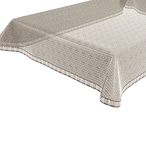 BEAUTEX Moa Weichschaum Tischdecke mit Fransen, Garten, Balkon, Terrasse, Camping - Eckig 110x140 cm, Beige von BEAUTEX