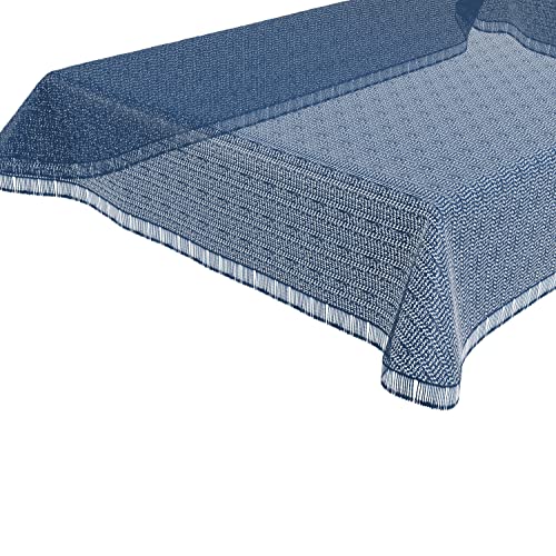 BEAUTEX Moa Weichschaum Tischdecke mit Fransen, Garten, Balkon, Terrasse, Camping - Eckig 130x160 cm, Blau von BEAUTEX