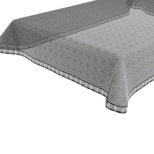 BEAUTEX Moa Weichschaum Tischdecke mit Fransen, Garten, Balkon, Terrasse, Camping - Eckig 130x220 cm, Anthrazit von BEAUTEX