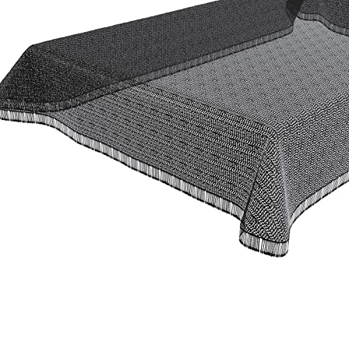 BEAUTEX Moa Weichschaum Tischdecke mit Fransen, Garten, Balkon, Terrasse, Camping - Oval 140x180 cm, Schwarz von BEAUTEX