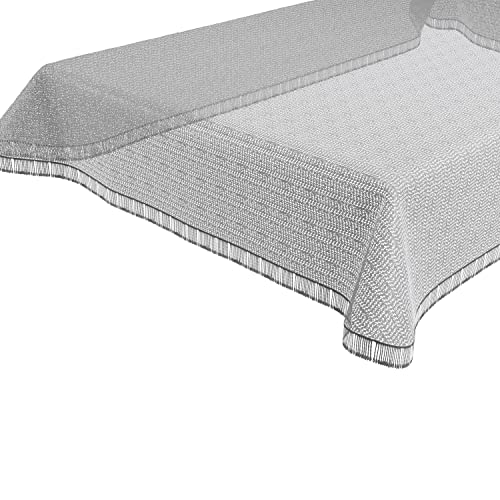 BEAUTEX Moa Weichschaum Tischdecke mit Fransen, Garten, Balkon, Terrasse, Camping - Rund 140 cm, Hellgrau von BEAUTEX