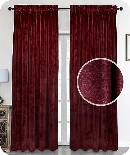 BEAUTEX Samt Vorhang Kräuselband U-Band Gardine Velvet abdunkelnd und Blickdicht, 140x145 cm (Breite 140 cm, Höhe 145 cm, Bordeaux) von BEAUTEX