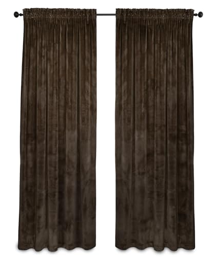 BEAUTEX Samt Vorhang Kräuselband U-Band Gardine Velvet abdunkelnd und Blickdicht, 300x245 cm (Breite 300 cm, Höhe 245 cm, Braun) von BEAUTEX