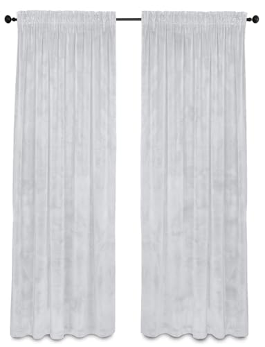 BEAUTEX Samt Vorhang Kräuselband U-Band Gardine Velvet abdunkelnd und Blickdicht, 300x245 cm (Breite 300 cm, Höhe 245 cm, Weiß) von BEAUTEX