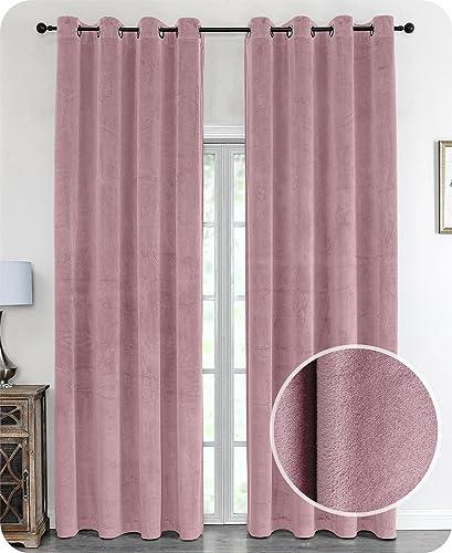 BEAUTEX Samt Vorhang Ösen Verdunkelung Gardine Velvet Blickdicht, 140x245 cm (Breite 140 cm, Höhe 245 cm, Rosa) von BEAUTEX