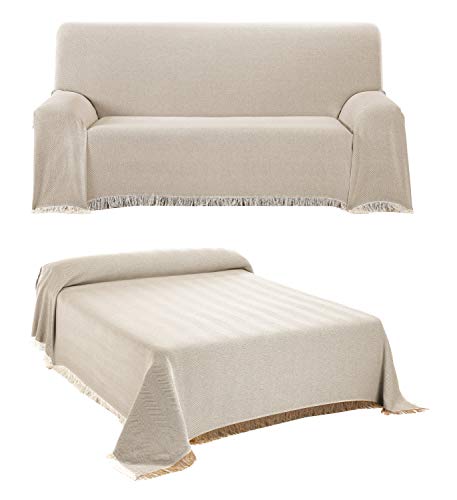 BEAUTEX Tagesdecke - Wohnzimmer Decke aus Baumwolle, Praktischer Überwurf als Sofadecke oder Couchdecke - Bed Throw Blanket - Hochwertiger Bettüberwurf in Beige, 180 x 260 cm von BEAUTEX