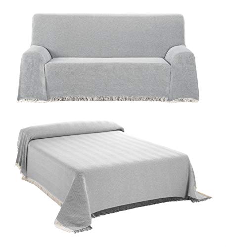 BEAUTEX Tagesdecke - Wohnzimmer Decke aus Baumwolle, Praktischer Überwurf als Sofadecke oder Couchdecke - Bed Throw Blanket - Hochwertiger Bettüberwurf in Grau, 230 x 260 cm von BEAUTEX