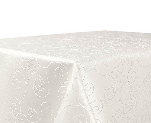 BEAUTEX Tischdecke Damast Ornamente - Bügelfreies Tischtuch - Fleckabweisende, Pflegeleichte Tischwäsche - Tafeltuch, Eckig 130x160 cm, Champagner von BEAUTEX