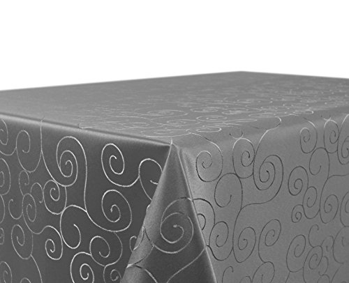 BEAUTEX Tischdecke Damast Ornamente - Bügelfreies Tischtuch - Fleckabweisende, Pflegeleichte Tischwäsche - Tafeltuch, Eckig 130x220 cm, Dunkelgrau von BEAUTEX