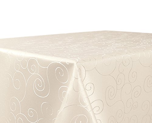 BEAUTEX Tischdecke Damast Ornamente - Bügelfreies Tischtuch - Fleckabweisende, Pflegeleichte Tischwäsche - Tafeltuch, Eckig 130x300 cm, Creme von BEAUTEX
