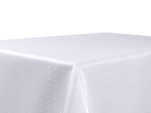 BEAUTEX Tischdecke Damast Punkte - Bügelfreies Tischtuch - Fleckabweisende, Pflegeleichte Tischwäsche - Tafeltuch, Eckig 110x110 cm, Weiss von BEAUTEX