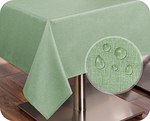 BEAUTEX Tischdecke Tischläufer Leinen Struktur, abwischbar schmutzabweisend, Baumwolle, Farbe und Größe wählbar (Tischdecke eckig 110x140 cm, Pistazie) von BEAUTEX