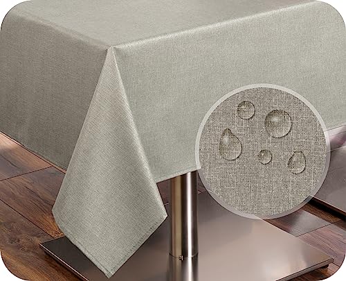 BEAUTEX Tischdecke Tischläufer Leinen Struktur, abwischbar schmutzabweisend, Baumwolle, Farbe und Größe wählbar (Tischdecke eckig 110x140 cm, Sand) von BEAUTEX