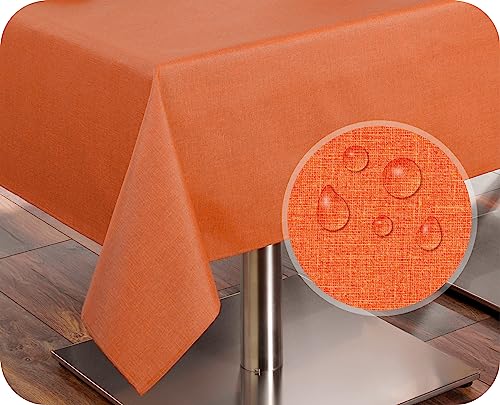 BEAUTEX Tischdecke Tischläufer Leinen Struktur, abwischbar schmutzabweisend, Baumwolle, Farbe und Größe wählbar (Tischdecke eckig 130x160 cm, Apricot) von BEAUTEX