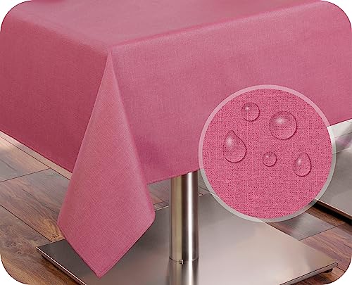 BEAUTEX Tischdecke Tischläufer Leinen Struktur, abwischbar schmutzabweisend, Baumwolle, Farbe und Größe wählbar (Tischdecke rund 140 cm, Berry) von BEAUTEX