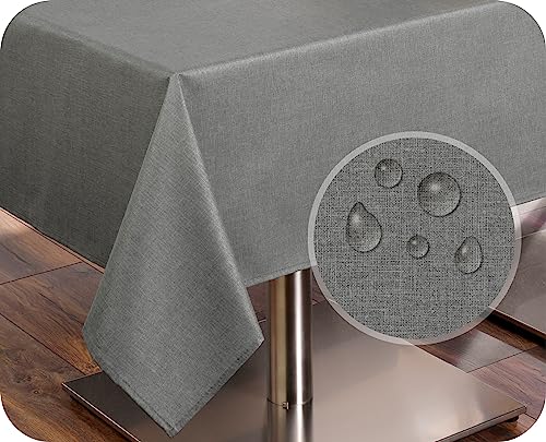 BEAUTEX Tischdecke Tischläufer Leinen Struktur, abwischbar schmutzabweisend, Baumwolle, Farbe und Größe wählbar (Tischläufer 40x140 cm, Grau) von BEAUTEX