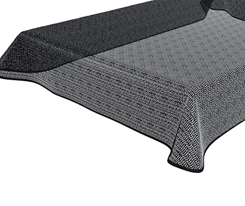 BEAUTEX Tokio Weichschaum Tischdecke mit Paspelband, Garten, Balkon, Terrasse, Camping - Größe und Farbe wählbar - Eckig 110x140 cm, Schwarz von BEAUTEX