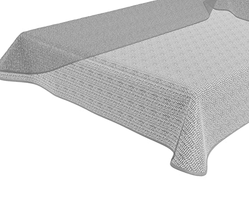 BEAUTEX Tokio Weichschaum Tischdecke mit Paspelband, Garten, Balkon, Terrasse, Camping - Größe und Farbe wählbar - Rund 140 cm, Hellgrau von BEAUTEX