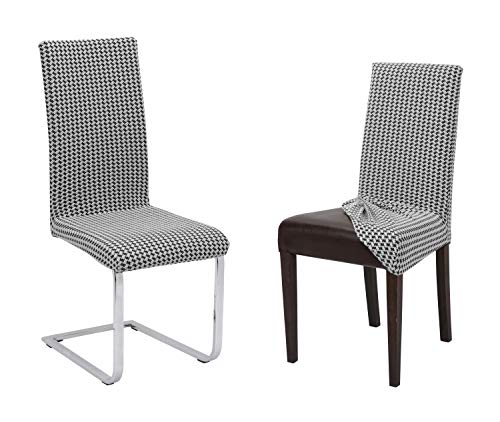 BEAUTEX Universal Stretch Stuhlhussen Sets, elastische Husse Bi-Elastic, Antonella, Farbe wählbar (Weiss 6er Set) von BEAUTEX