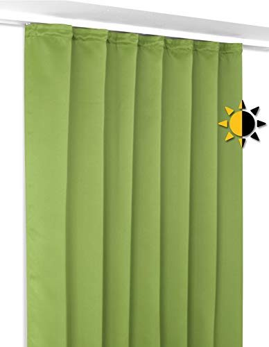 Verdunkelungsgardine mit Kräuselband U-Band, Blackout Vorhang Blickdicht abdunkelnd, Größe und Farbe wählbar (Breite: 140 cm, Höhe: 145 cm, Apfelgrün) von BEAUTEX