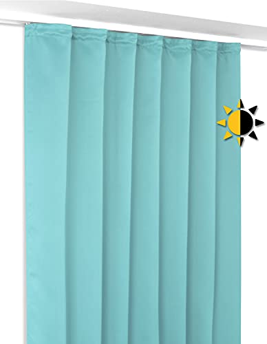 Verdunkelungsgardine mit Kräuselband U-Band, Blackout Vorhang Blickdicht abdunkelnd, Größe und Farbe wählbar (Breite: 140 cm, Höhe: 225 cm, Himmelblau) von BEAUTEX